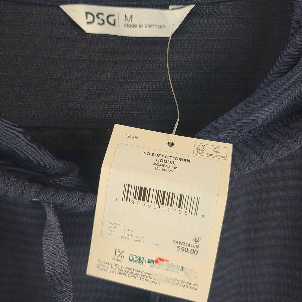 NWT DSG Women's So Soft Ottoman Hoodie Jet Navy Ribbed Pullover Sz M - Picture 2 of 8